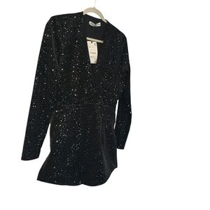 Zara Black Sequin Long Sleeve Dress
